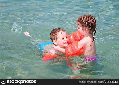 children in sea