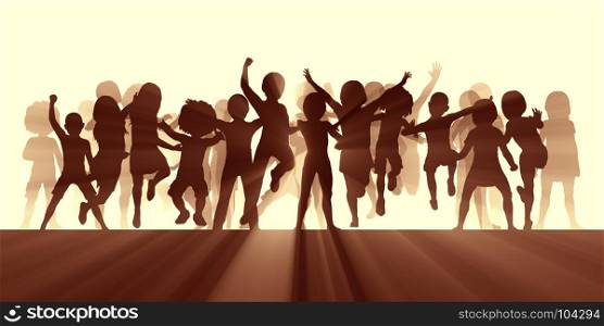 Children Jumping for Joy and Excitement Background. Children Jumping