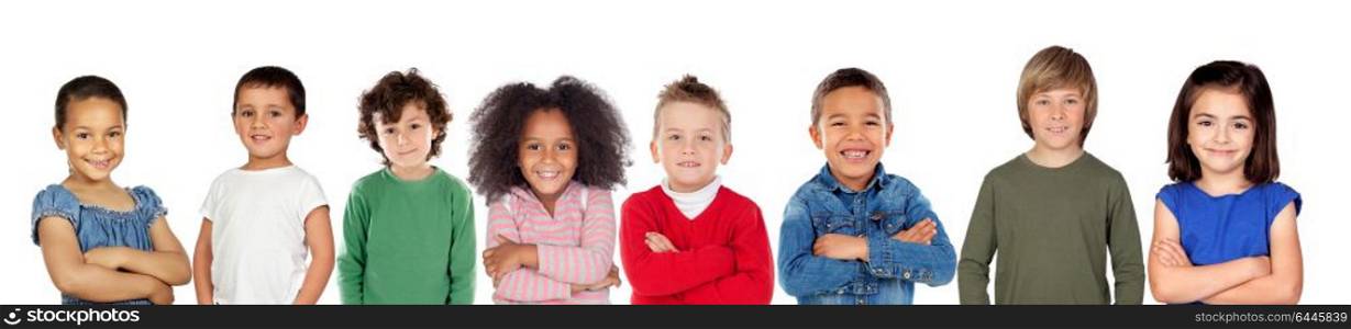 Children looking at camera isolated on a white background