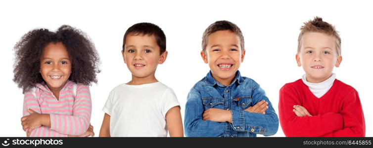 Children looking at camera isolated on a white background