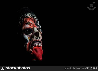 Children make up ghosts come out to play Halloween Festival . dark tone.