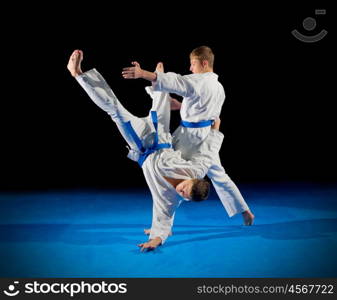 Children martial arts fighters isolated