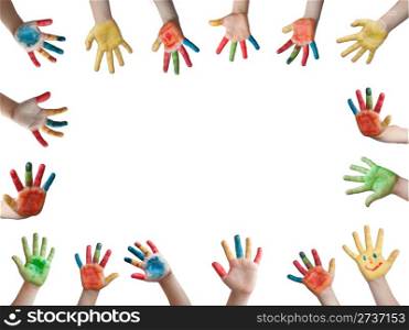 Children painted hands