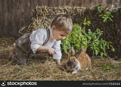 Children playing with animals.. Photosession of children with rabbits 6057.