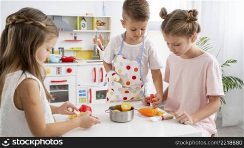 children playing with cooking game