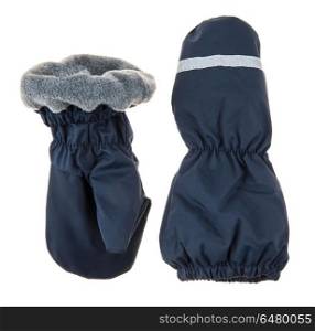 Children&rsquo;s autumn-winter mittens. Children&rsquo;s autumn winter mittens on a white background