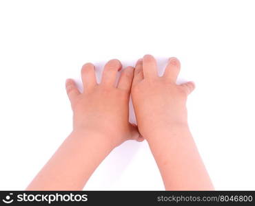 children&rsquo;s hands on a white background