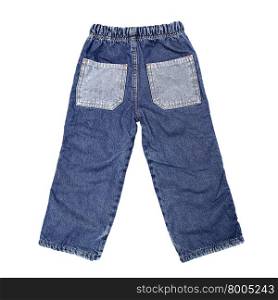 Children&rsquo;s wear - jeans isolated over white background (rear view)