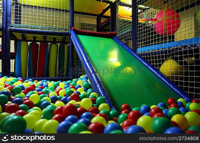 Children`s playroom with multicolor balls