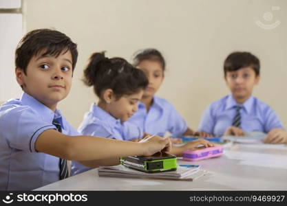 children studying in the classroom