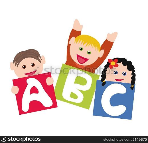 Children with alphabet blocks