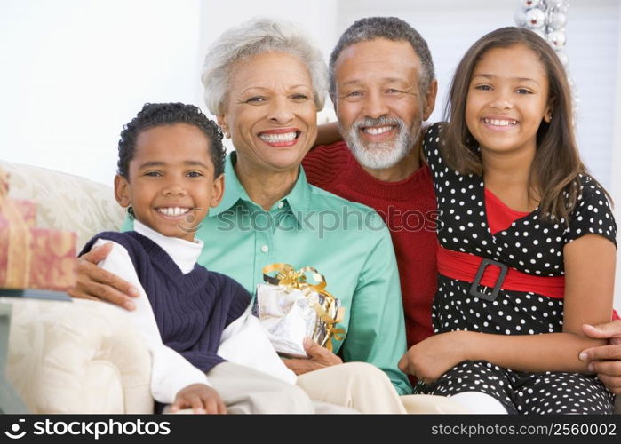 Children With Grandparents At Christmas