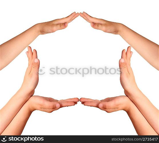 childrens hands house gesture