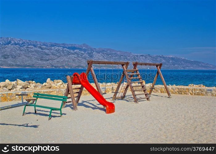 Childrens playground by the sea, Dalmatia, Croatia
