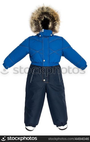 Childrens snowsuit fall on a white background