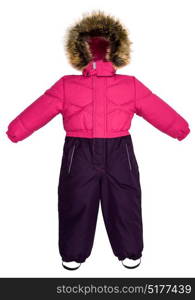 Childrens snowsuit fall on a white background