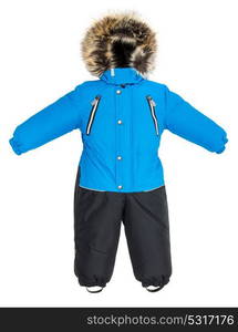 Childrens snowsuit fall on a white background