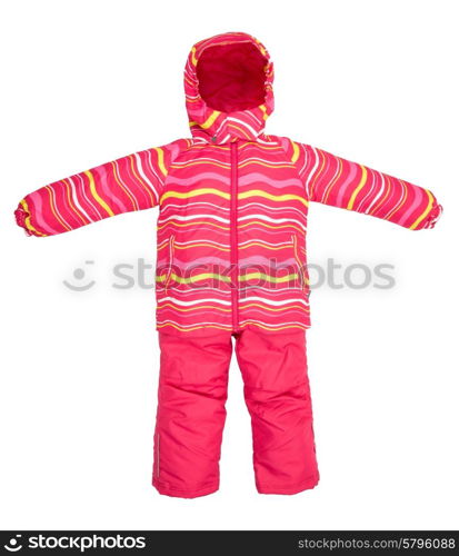 Childrens snowsuit fall on a white background