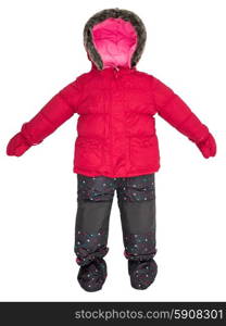 Childrens snowsuit fall on a white background