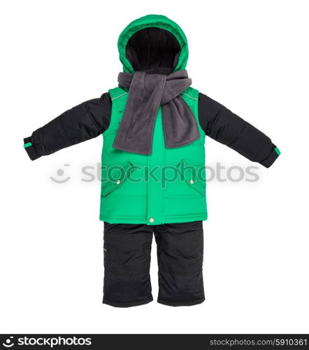 Childrens snowsuit fall on a white background