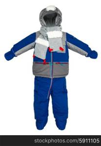 Childrens snowsuit fall on a white background