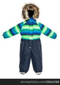 Childrens snowsuit fall on a white background