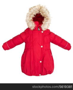 Childrens Women winter jacket isolated on white background.