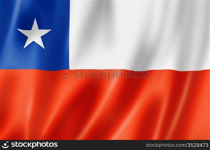 Chile flag, three dimensional render, satin texture. Chilean flag
