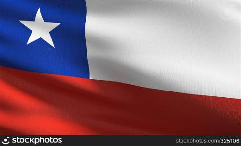 Chile national flag blowing in the wind isolated. Official patriotic abstract design. 3D rendering illustration of waving sign symbol.
