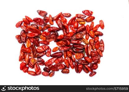 Chile Piquin hot chili pepper on white background