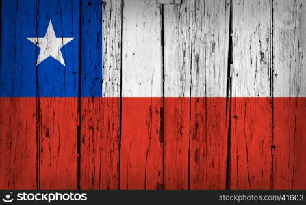 Chile state grunge wood background with Chilean flag painted on aged wooden wall.