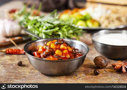 Chili con carne. Mexican stew with beans