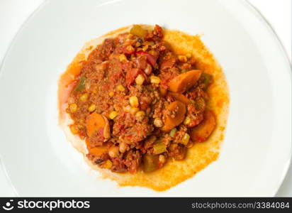Chili Con Carne on a white plate