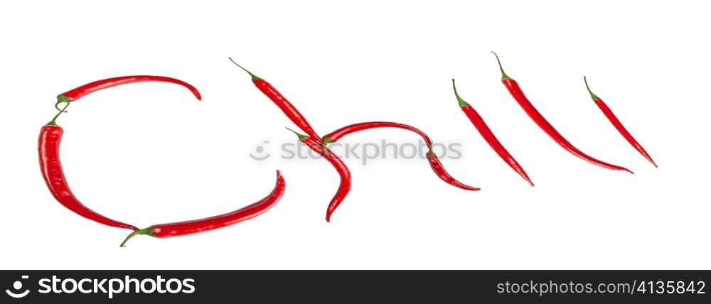 chili inscription, with clipping path