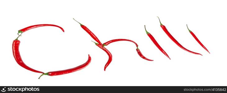 chili inscription, with clipping path