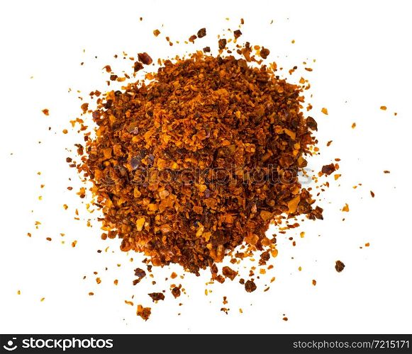 Chili, red pepper flakes, corns and chili powder. Studio Photo. Chili, red pepper flakes, corns and chili powder