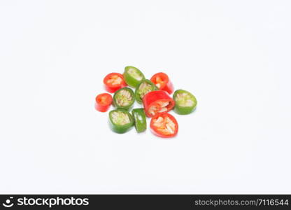 Chili, sliced white background