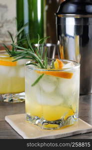 Chilled cocktail of vodka and tonic with the addition of freshly squeezed orange juice