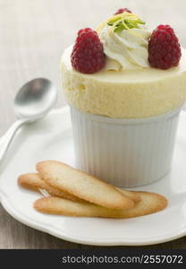 Chilled Lemon Souffle with Langue de Chat Biscuits