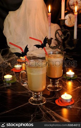 Chilled Milk Coffee Cocktail in Glass-Irish for Halloween