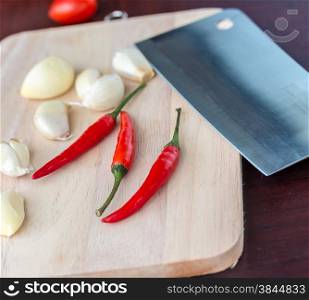 Chilli And Garlic Representing Red Pepper And Peppers