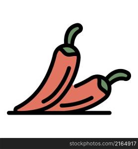 Chilli peppers icon. Outline chilli peppers vector icon color flat isolated. Chilli peppers icon color outline vector