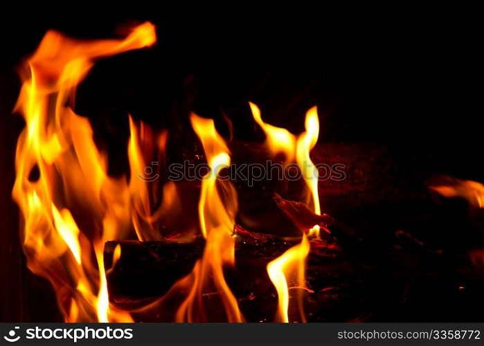chimney fire with orange flames