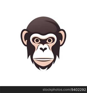 Chimpanzee monkey head logo design template. Vector illustration.