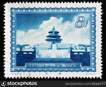 CHINA - CIRCA 1956: A Stamp printed in China shows image of The Temple of Heaven in Beijing, circa 1956