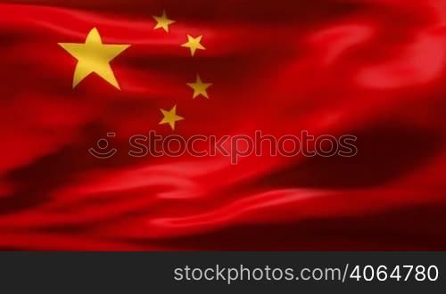 China Flag in wind in slow motion