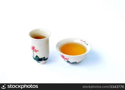 China tea set on a white background