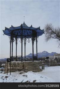 Chinese arbor. North Caucasus landmarks. Winter Pyatigorsk