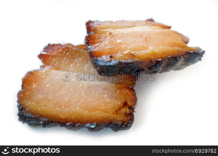 Chinese barbeque pork isolated on white background