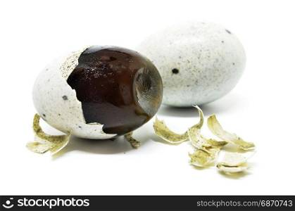 Chinese century eggs isolated on white background